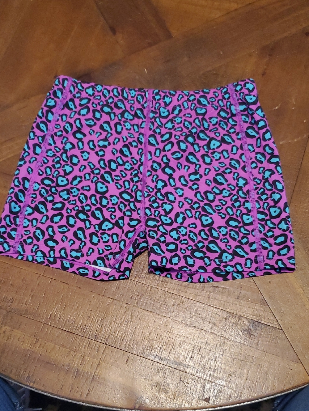 bcg Purple and Aqua Leopard Active Bike Shorts